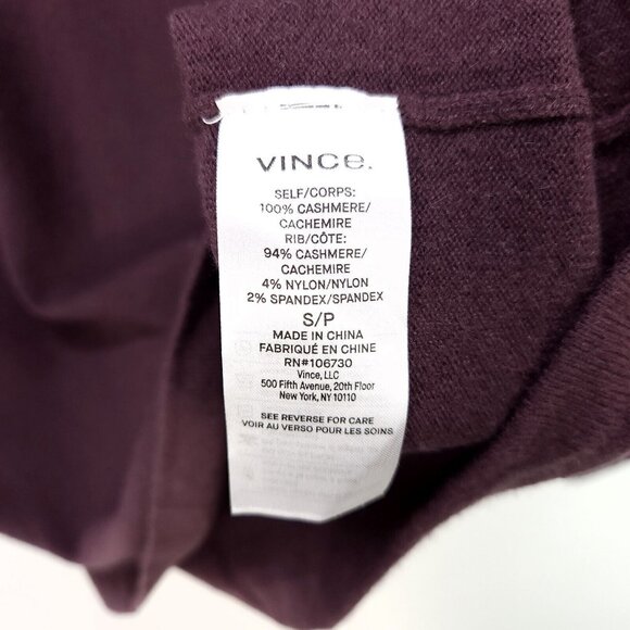 Vince Cashmere Men Sweater Crew Neck Size Small Wine Soft Stretch Office Wear - Picture 8 of 9